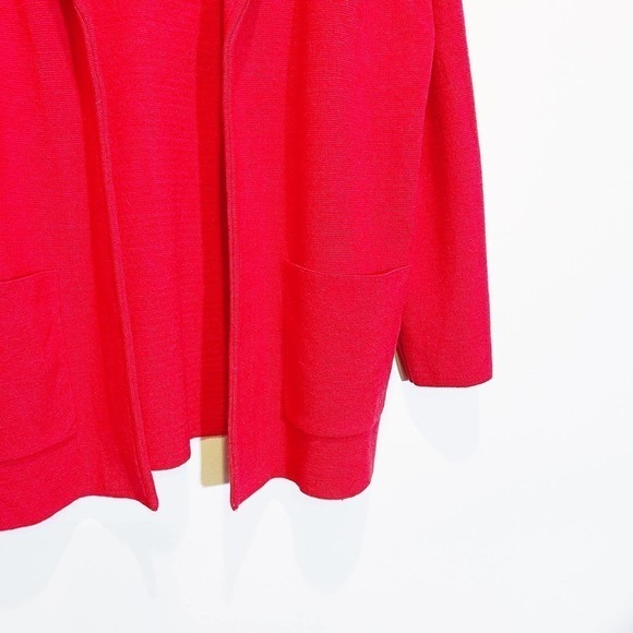 Magaschoni Open Front Knit  Long Cardigan Wool Red SZ M - Picture 4 of 5
